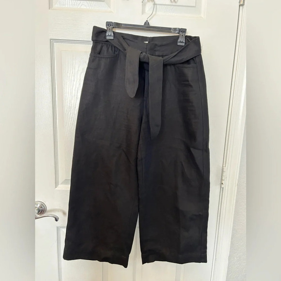 ! Vince Tie-Front Crop Linen Blend Wide Pant - Picture 2 of 6